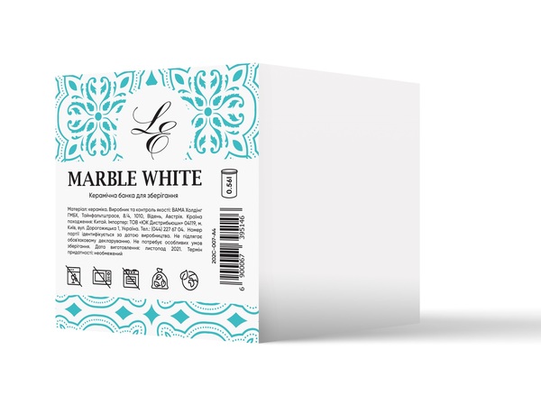 Банка Limited Edition Marble, кераміка, 560 мл, білий (202C-007-A4) - фото 2