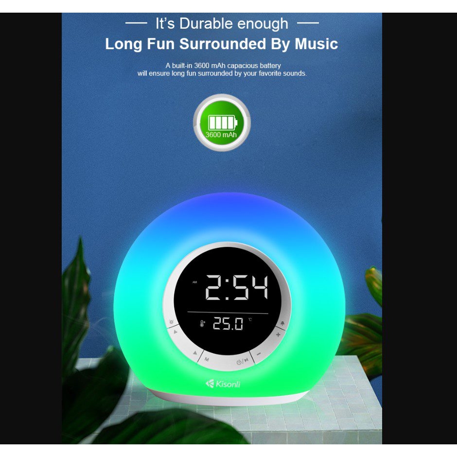Портативная колонка часы будильник Kisonli Q6B Bluetooth 3600 mAh 5 Вт - фото 9