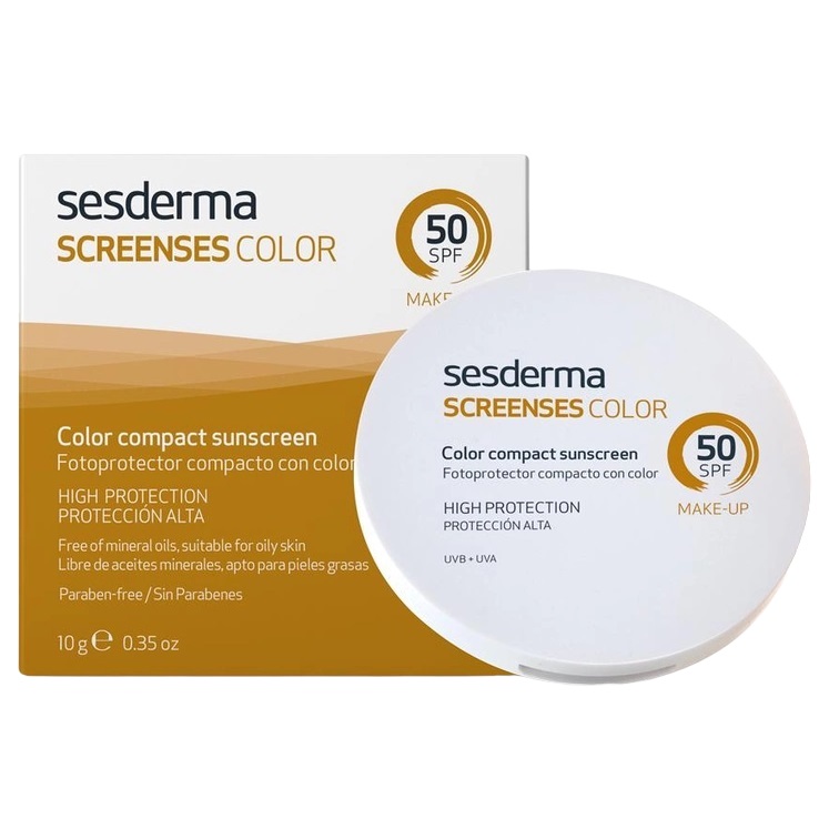 Компактна сонцезахисна пудра для обличчя Sesderma Screenses SPF 50 Brown, 10 г - фото 1