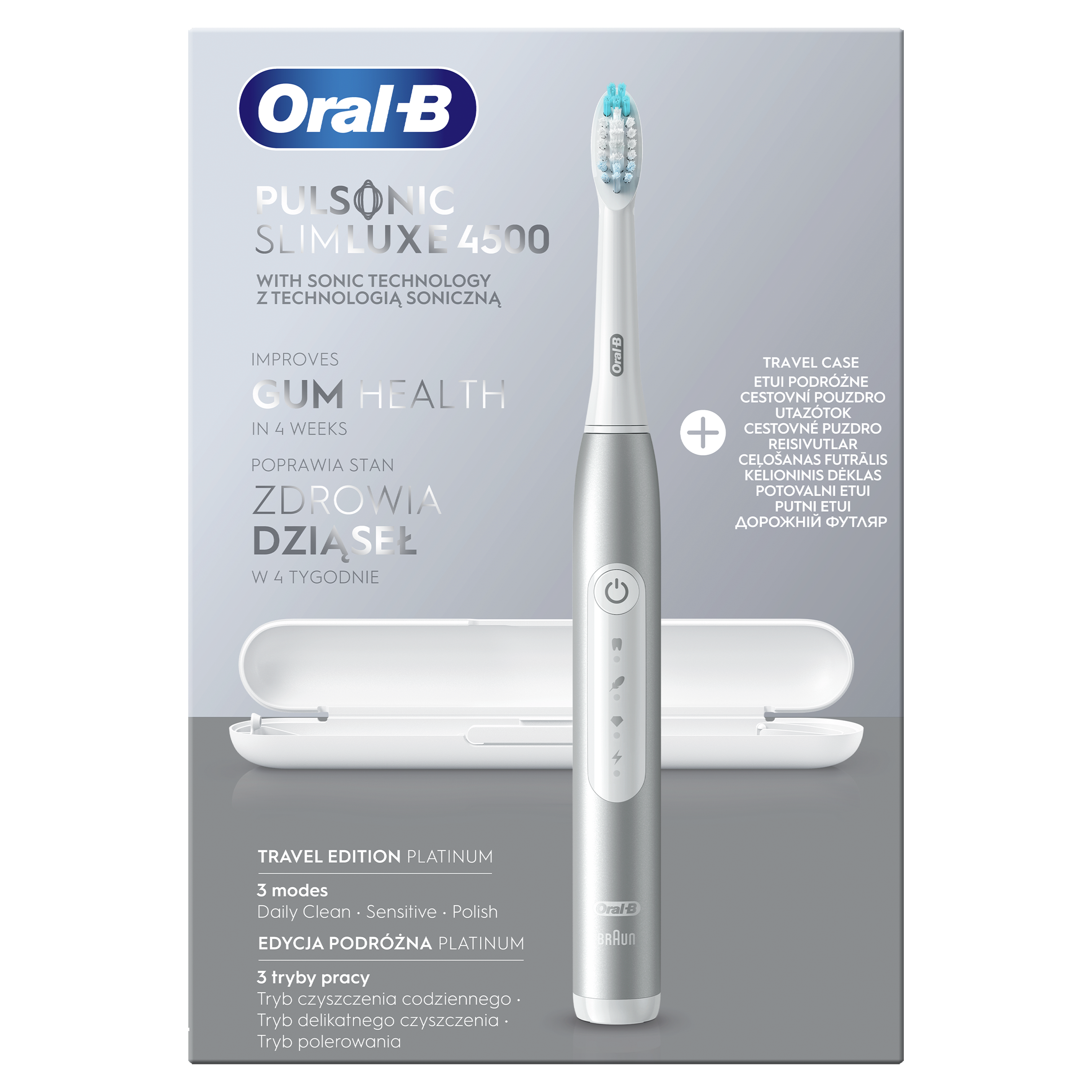 Електрична звукова зубна щітка Oral-B Pulsonic Slim Luxe 4500 + футляр, срібло - фото 3