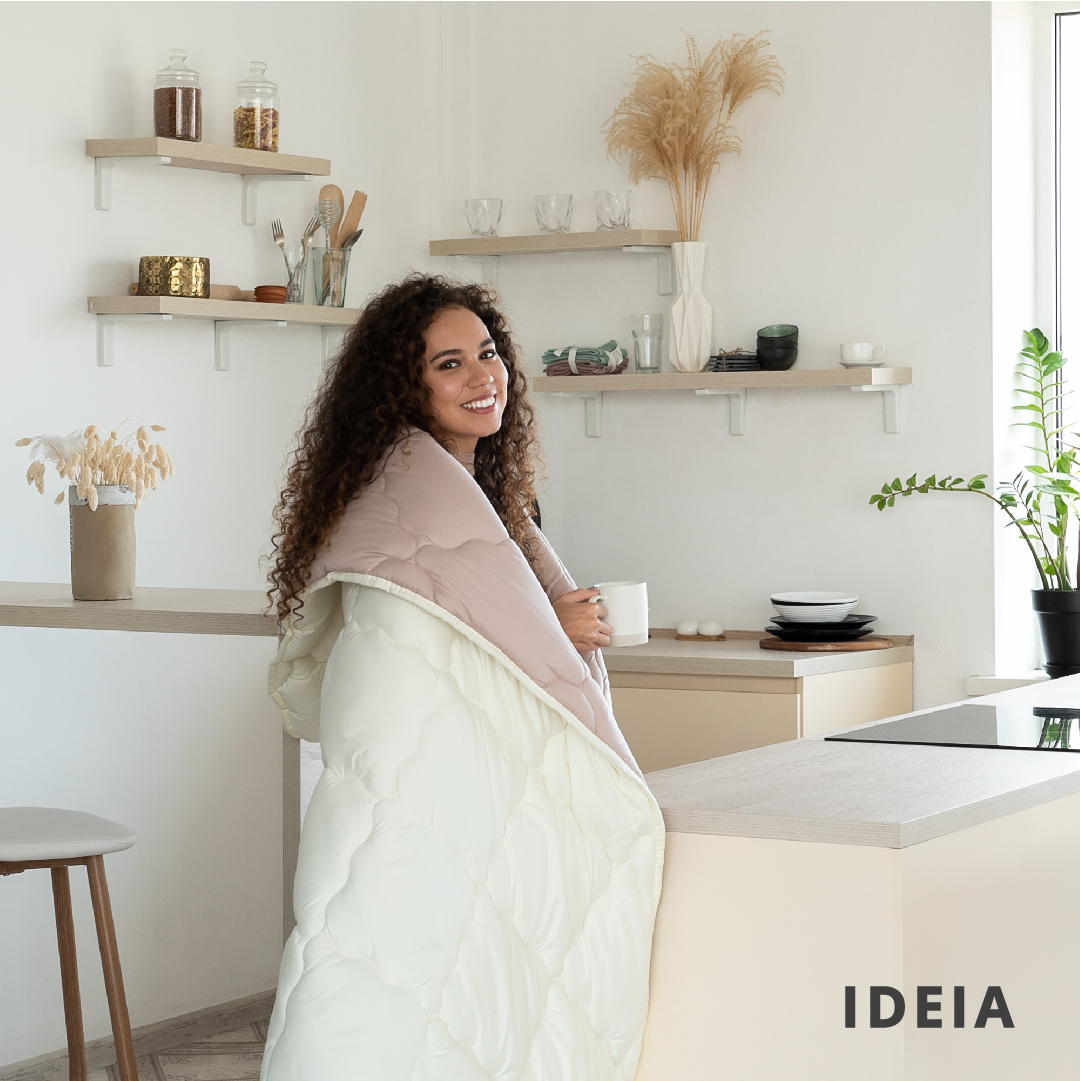 Одеяло Ideia Woolly зимнее, 210х140 см, молочный с бежевым (8-34174) - фото 11