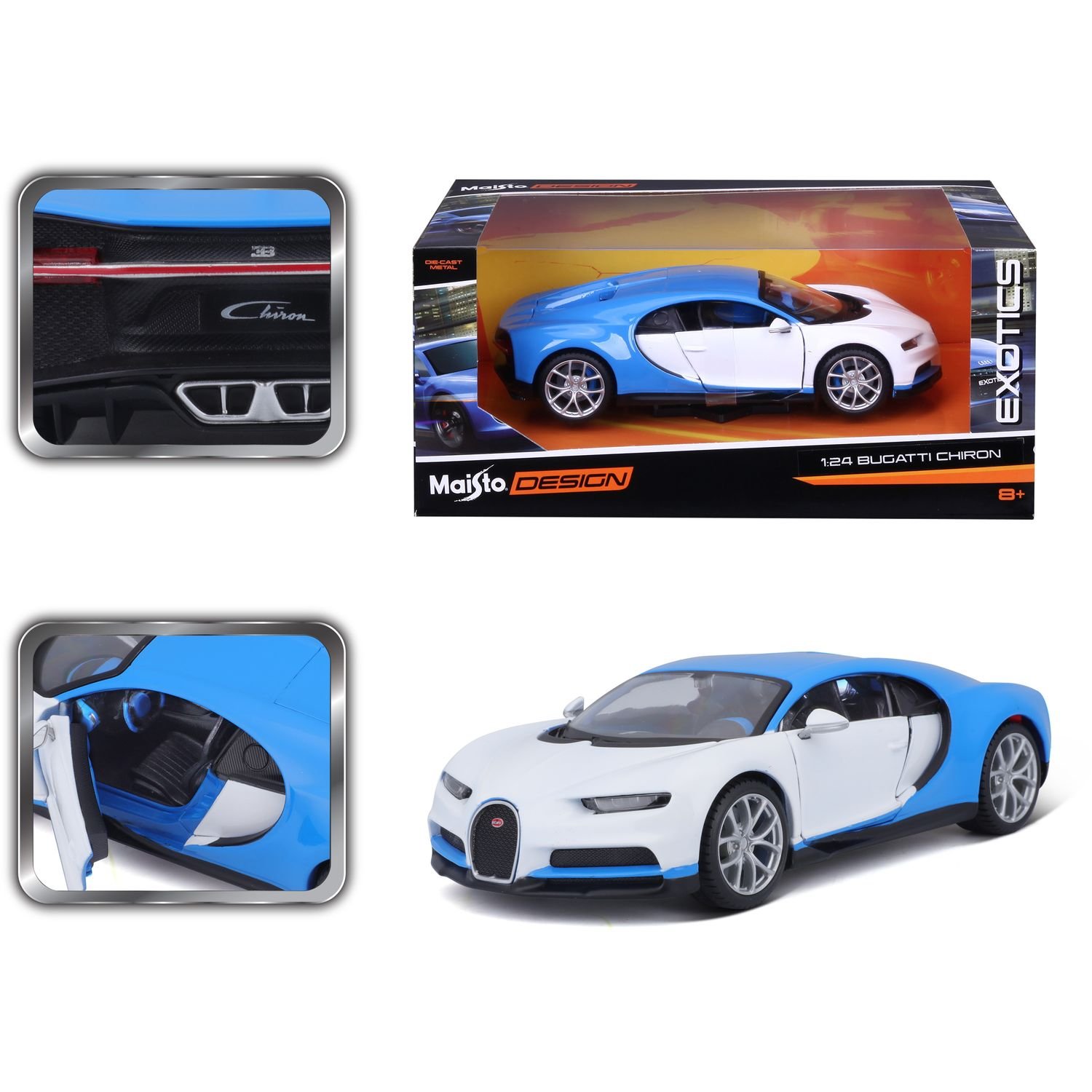 Автомодель Maisto Bugatti Chiron бело-голубой - тюнин, 1:24 (32509 white/blue) - фото 13