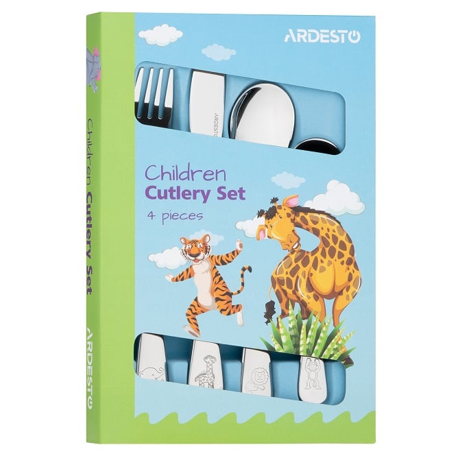 Набор детских столовых приборов Ardesto Animals 4 прибора (AR0704AS) - фото 1
