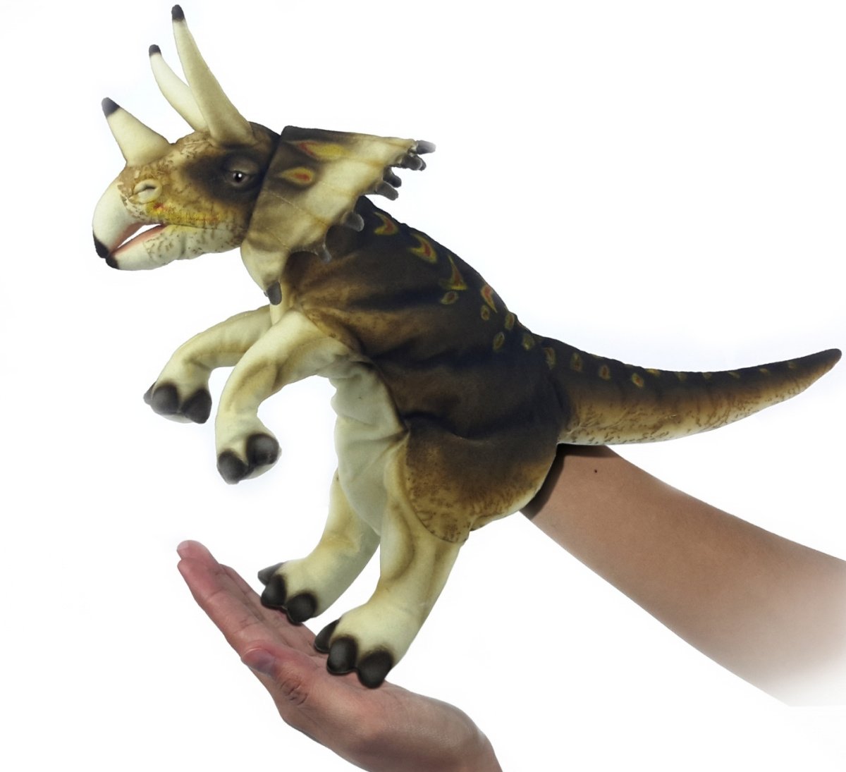 Мягкая игрушка на руку Hansa Puppet Трицератопс, 43 см, коричневый (7764) - фото 1
