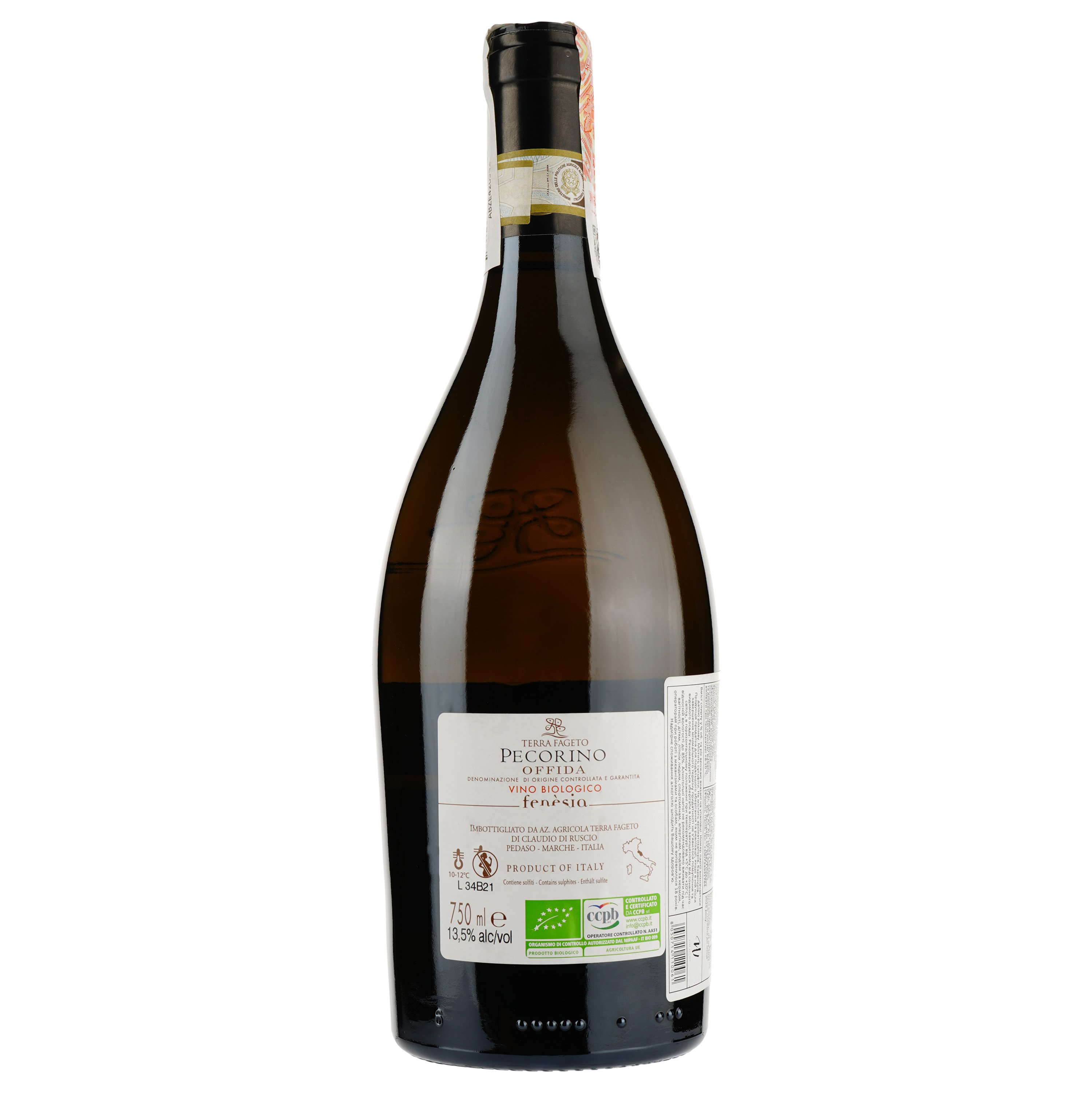Вино Terra Fageto Fenesia Pecorino Offida DOCG, белое, сухое, 0,75 л - фото 2