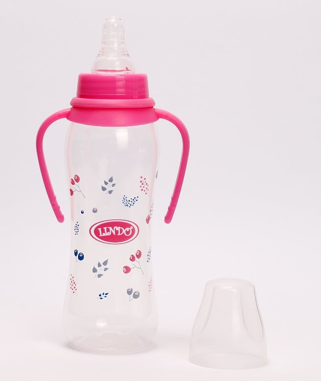 Бутылочка для кормления Lindo, изогнутая с ручками, 250 мл, розовый (Li 147 роз) - фото 2