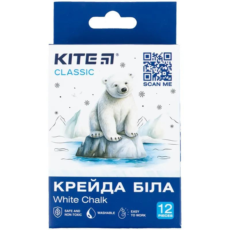 Мел белый Kite Classic круглый 12 шт. (K-079-12) - фото 1