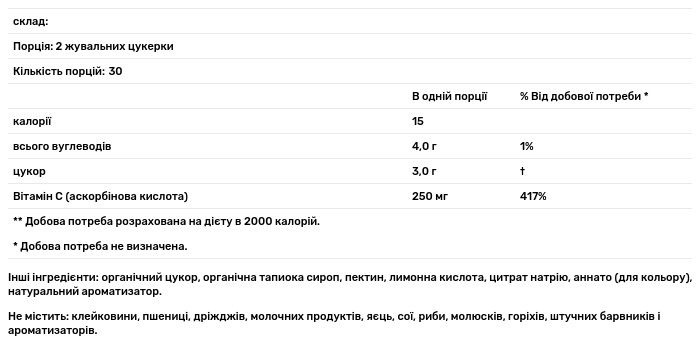 Вітамін С Nordic Naturals Vitamin C Gummies 250 мг жувальний смак мандарину 60 цукерок - фото 3