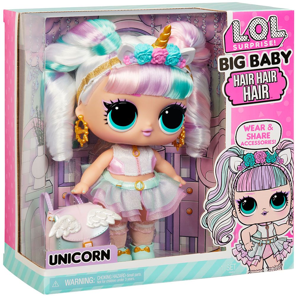 Игровой набор с мегакуклой L.O.L. Surprise Big Baby Hair Hair Hair Единорог (579717) - фото 8