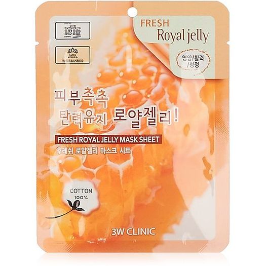 Тканевая маска для лица 3W Clinic Fresh Royal Jelly Mask Sheet маточное молочко пчелиное 24 мл - фото 1