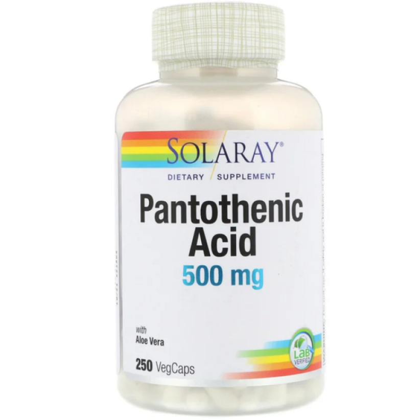 Пантотенова кислота Solaray Pantothenic Acid 500 мг 250 рослинних капсул - фото 1