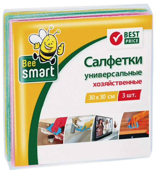 Салфетки универсальные Paclan Bee Smart, из нетканого полотна, 3 шт. - фото 1