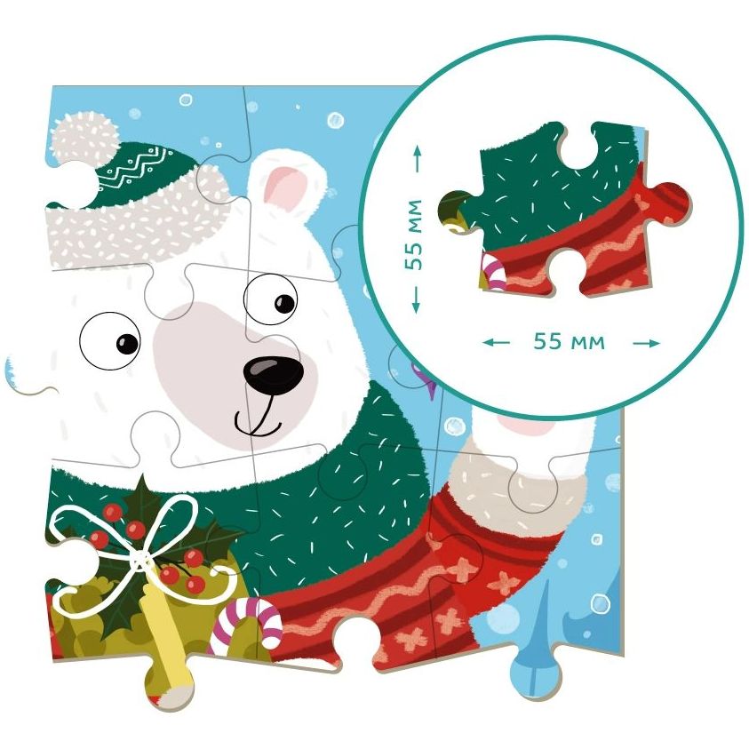 Пазл DoDo 2 в 1 Рождественский медвежонок, 16 элементов (300355) - фото 3