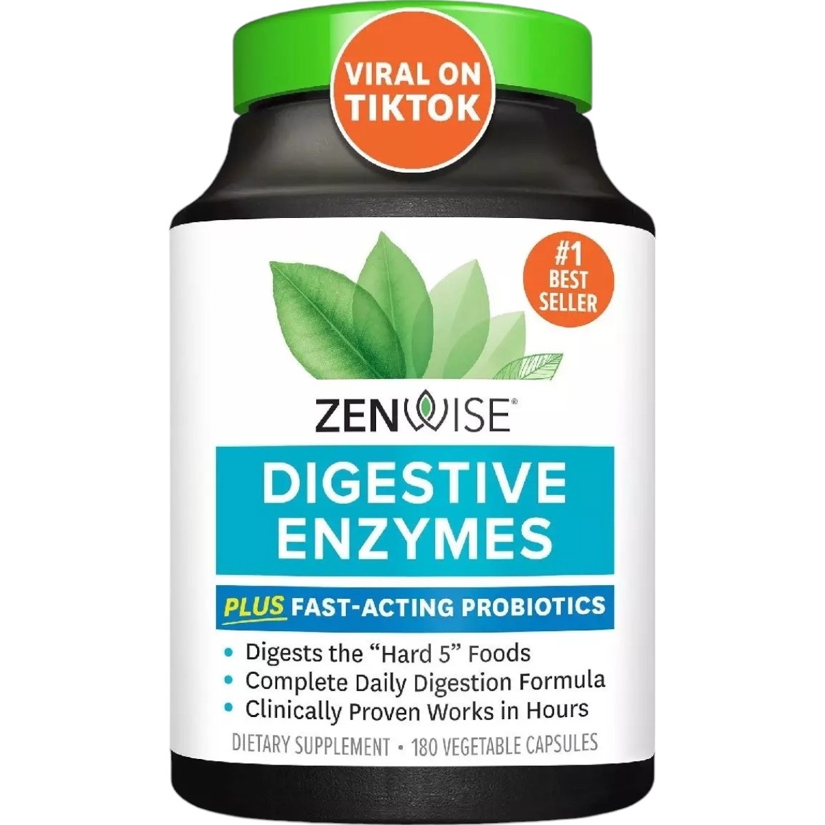 Травні ферменти та швидкодіючі пробіотики Zenwise Digestive Enzymes with Probiotics 180 капсул - фото 1