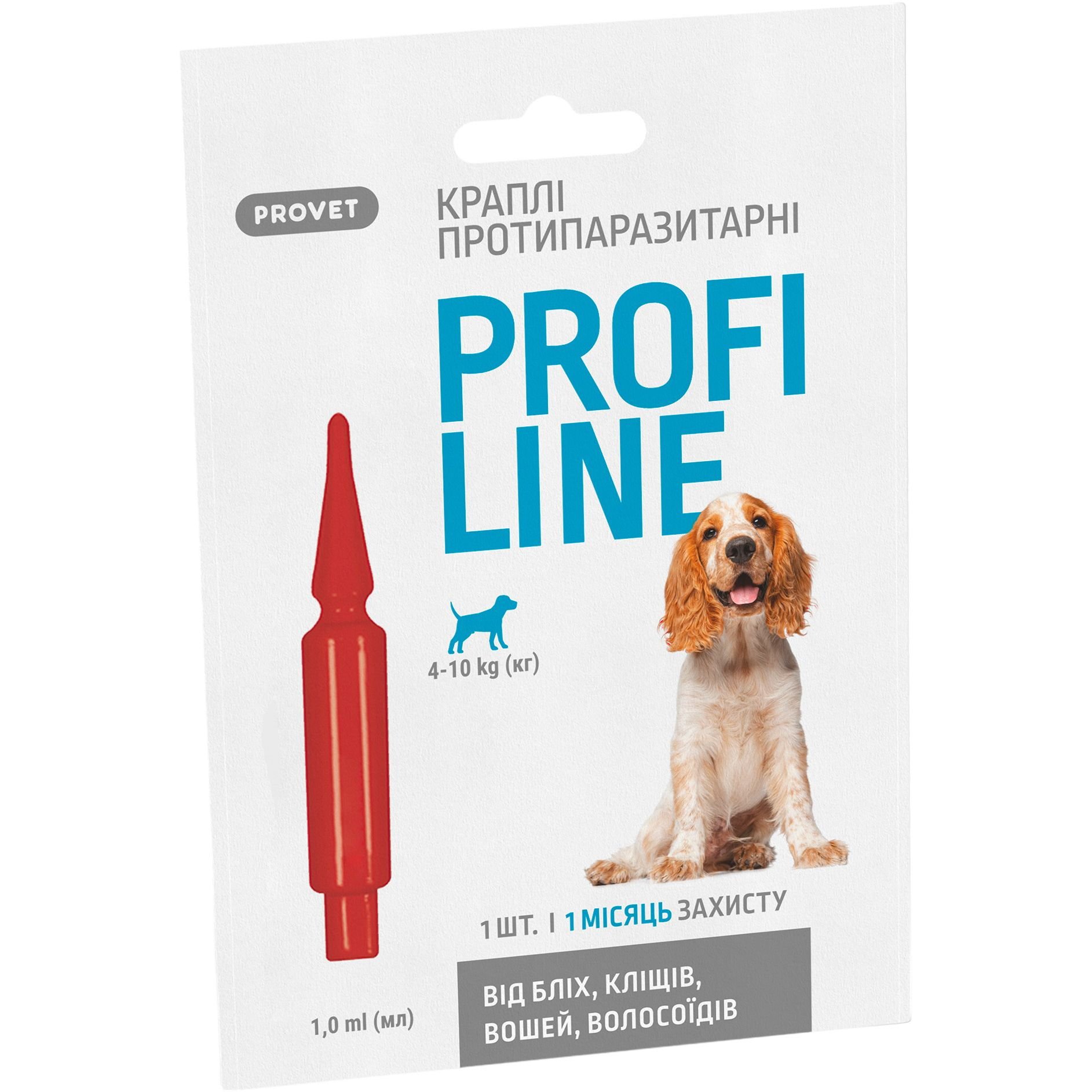 Краплі на холку для собак ProVET Profiline від зовнішніх паразитів, від 4 до 10 кг, 1 піпетка 1 мл - фото 1