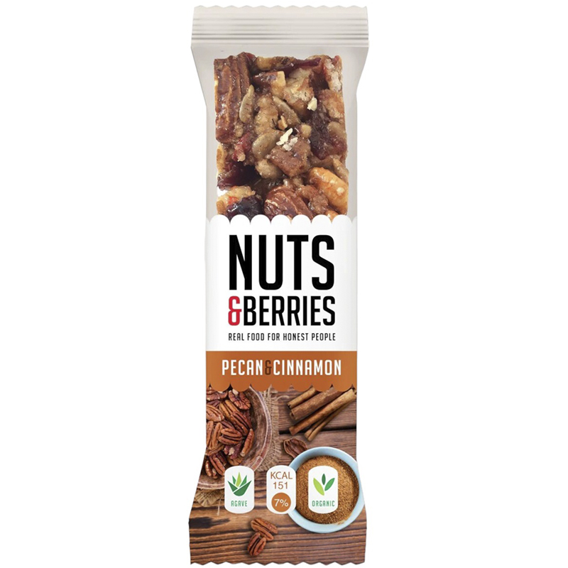 Батончик Nuts & Berries горіховий з пеканом та корицею органічний 30 г - фото 1