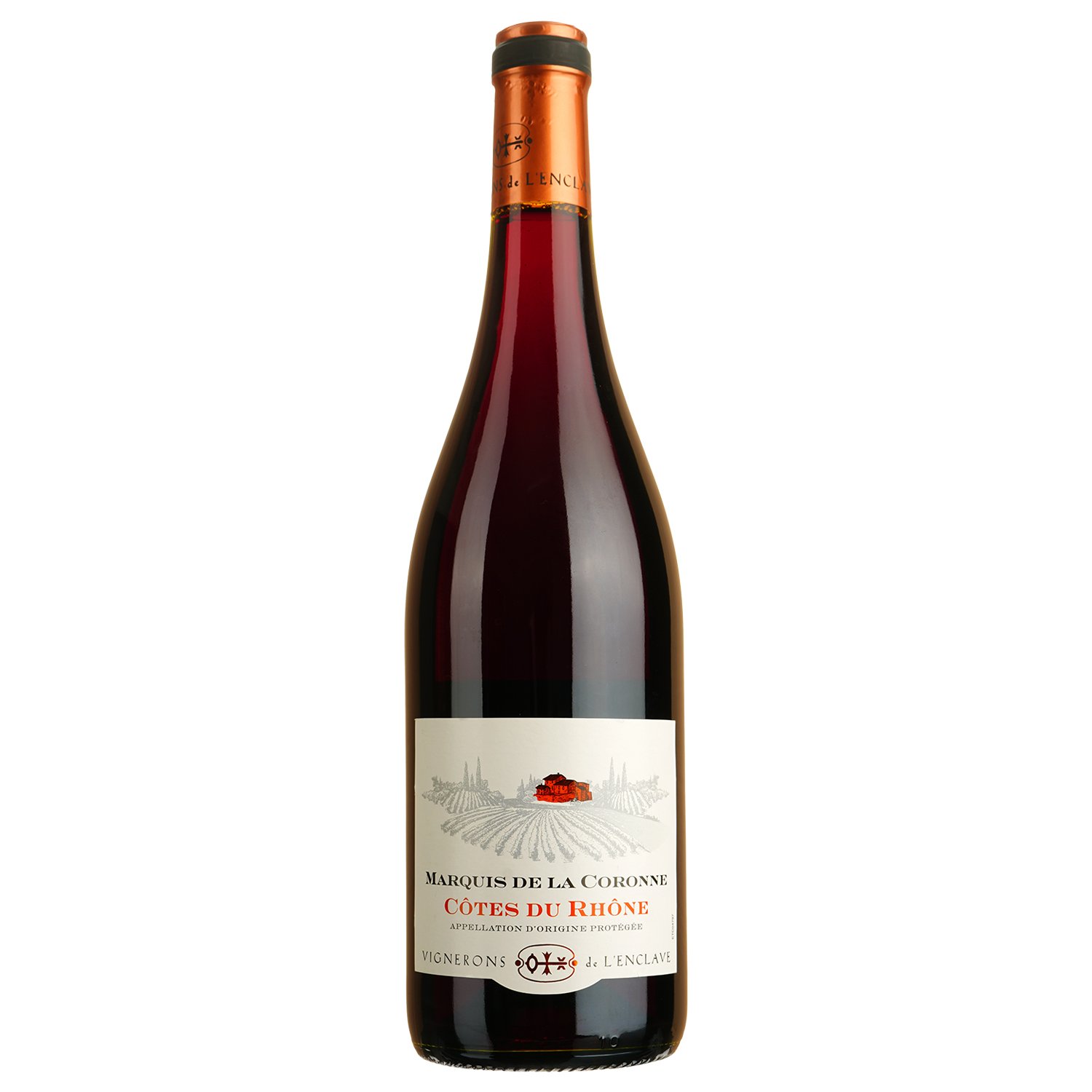 Вино Marquis De La Coronne Cotes Du Rhone AOP, красное, сухое, 0,75 л - фото 1