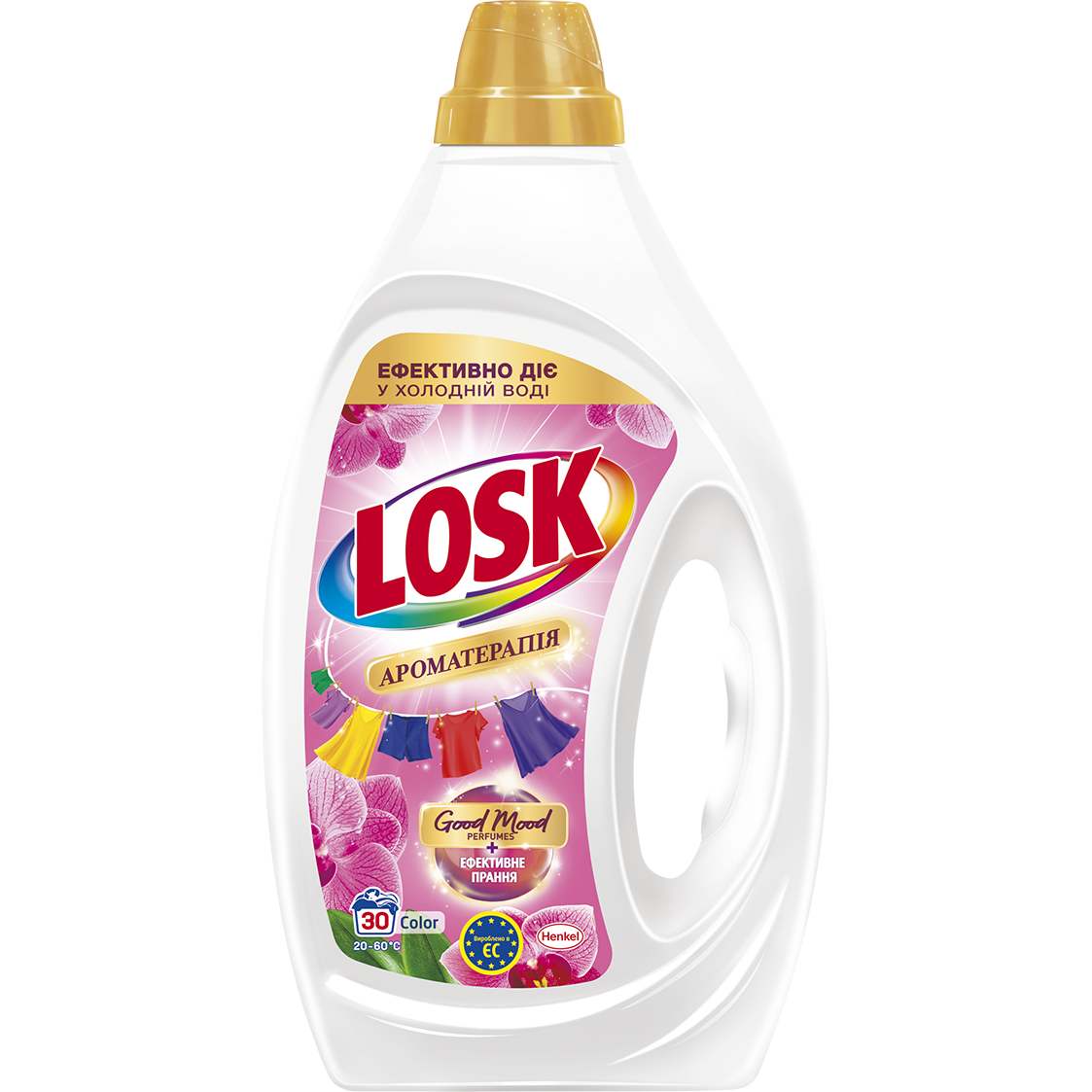 Гель для стирки Losk Колор Ароматерапия Эфирные масла и аромат Малазийского цветка 1.35 л - фото 1