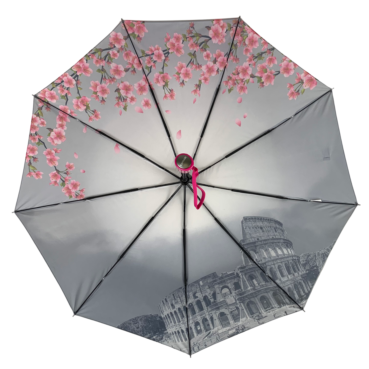 Женский складной зонтик полуавтомат Toprain 102 см серый - фото 4