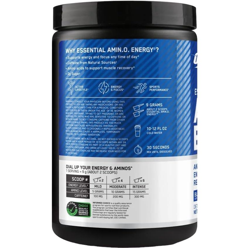 Аминокислотный комплекс Optimum Nutrition Essential Amino Energy Blue Raspberry 270 г - фото 2