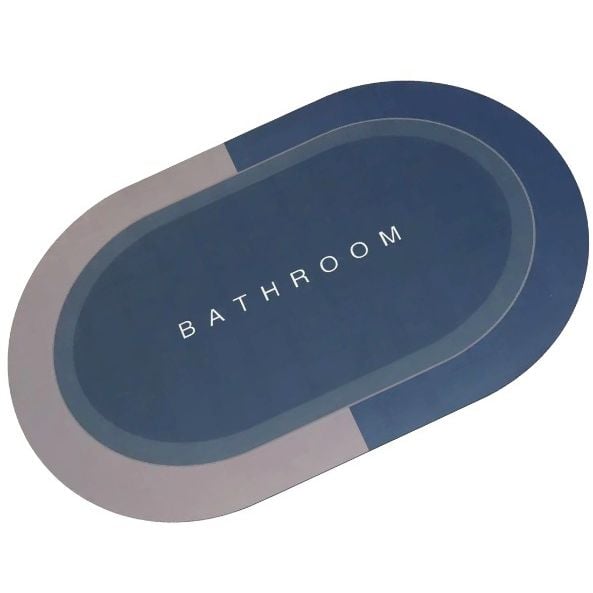 Коврик суперпоглащающий в ванную Stenson 80x50 см овальный темно-синий (26293) - фото 2