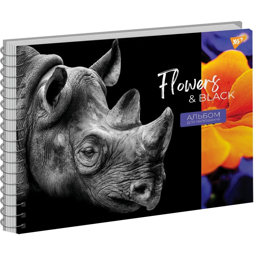 Альбом для малювання Yes Flowers&Black Носорог, А4, 20 аркушів (130550) - фото 1