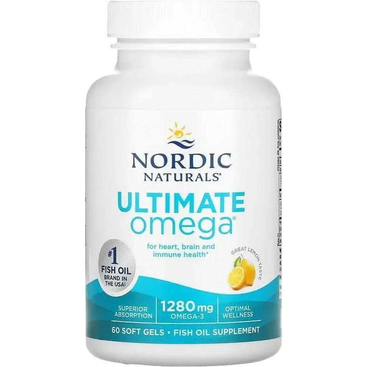 Рыбий жир Nordic Naturals Ultimate Omega со вкусом лимона 1280 мг 60 капсул - фото 1