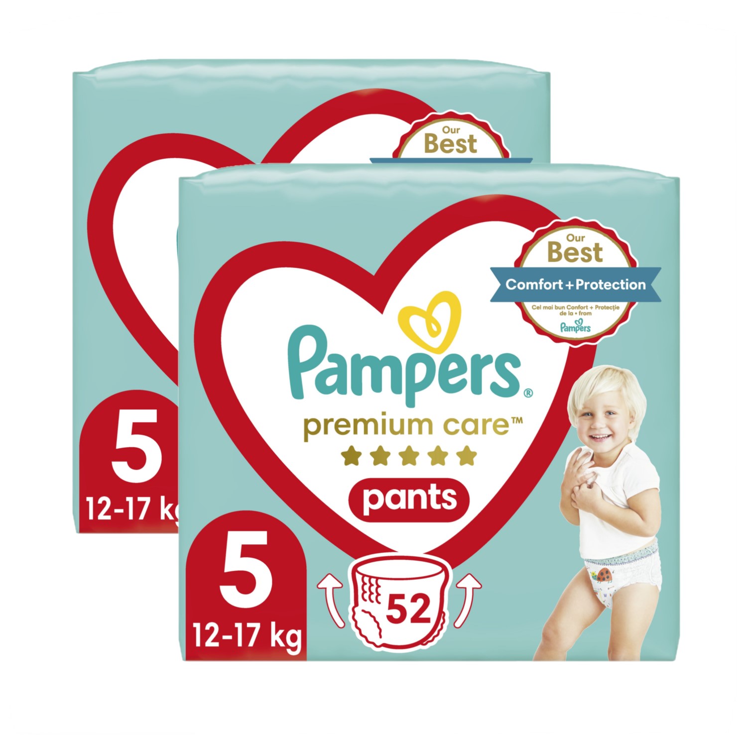 Набор подгузников-трусиков Pampers Premium Care Pants 5 (12-17 кг) 2 х 52 шт. - фото 1