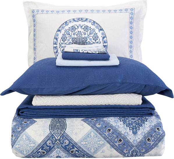 Набор постельное белье с покрывалом и пледом Karaca Home Levni mavi 2020-1, евро, синий, 8 предметов (svt-2000022238762) - фото 4