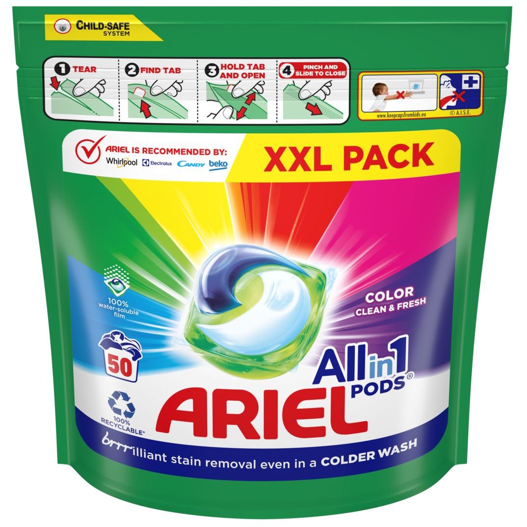Капсули для прання Ariel Pods All-in-1 Color Чистота та Свіжість 50 шт. х 19.7 г - фото 2