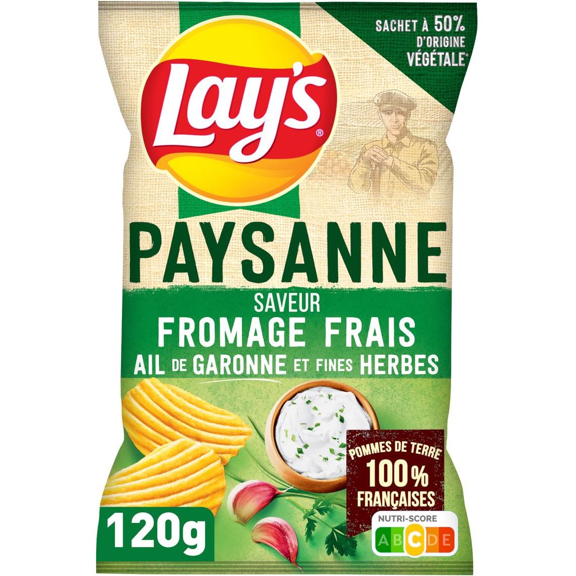 Чипсы Lay's Paysanne со вкусом сливочного сыра и чеснока 120 г (916189) - фото 1