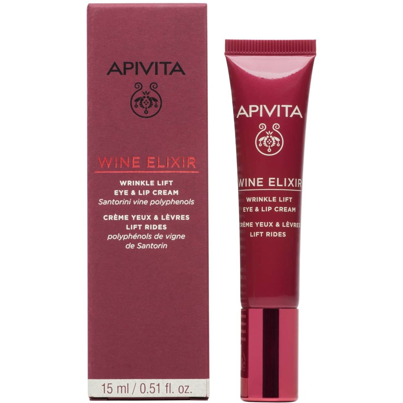 Крем-ліфтинг Apivita Wine Elixir для боротьби зі зморшками навколо очей та губ, 15 мл - фото 1