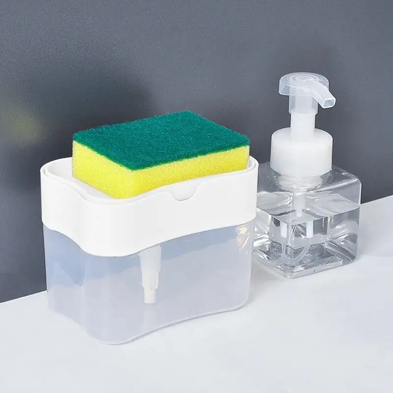 Дозатор для мийного засобу Supretto з губкою, білий (79540001) - фото 4