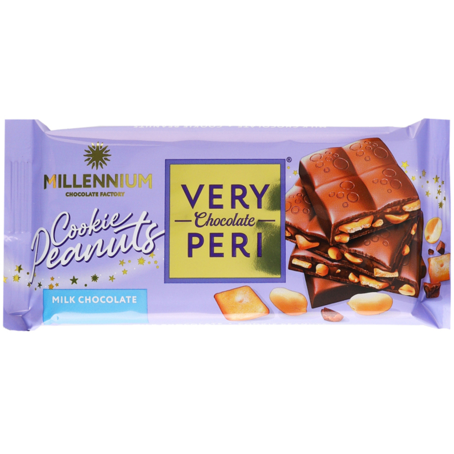 Шоколад молочный Millennium Very Peri с начинкой печеньем и арахисом 100 г (947682) - фото 1