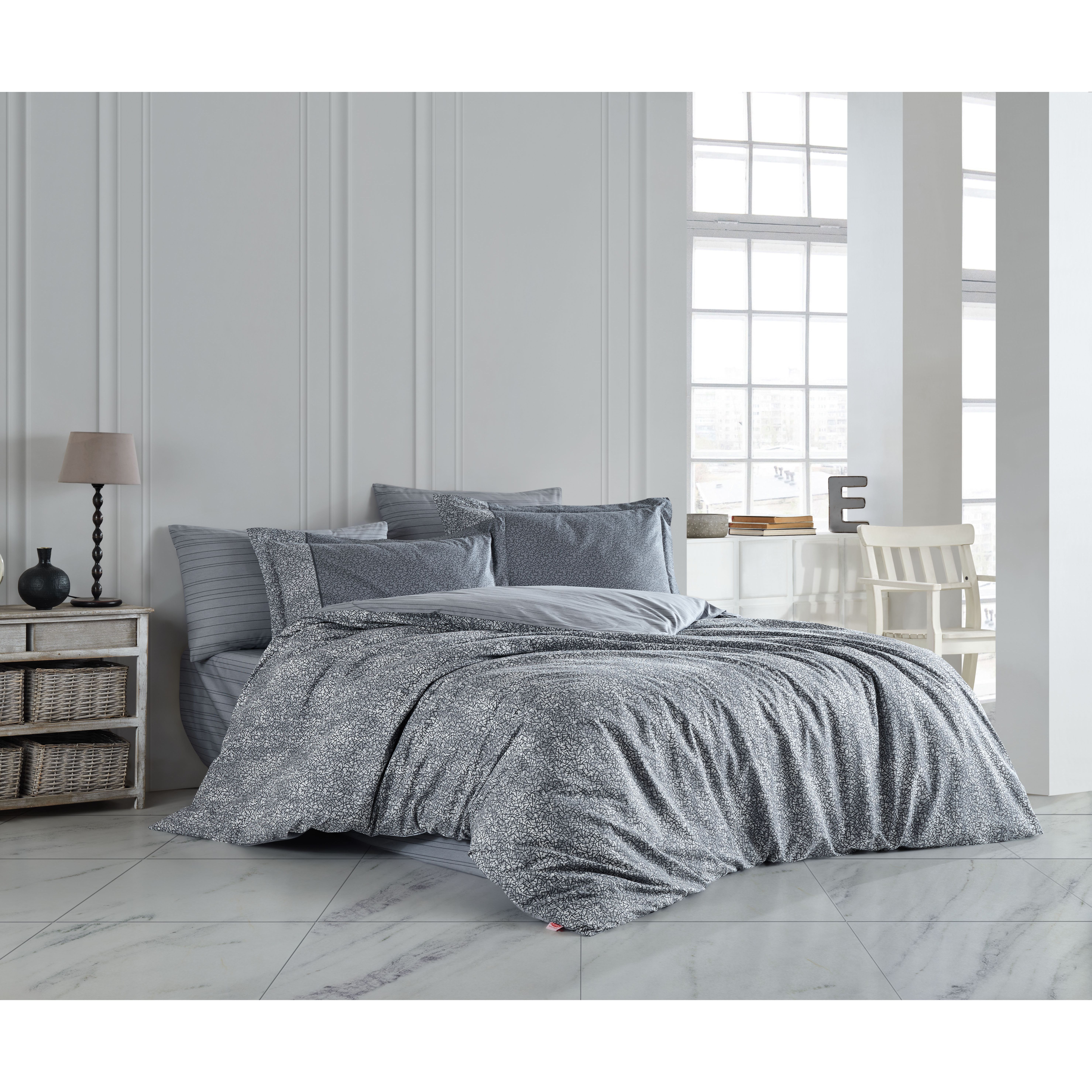 Комплект постельного белья Hobby Poplin Silvana евро серый (606426_2,0) - фото 1