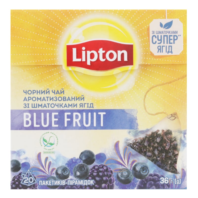 Чорний чай Lipton з кусочками ягід Blue Fruit , 20 шт. - фото 1