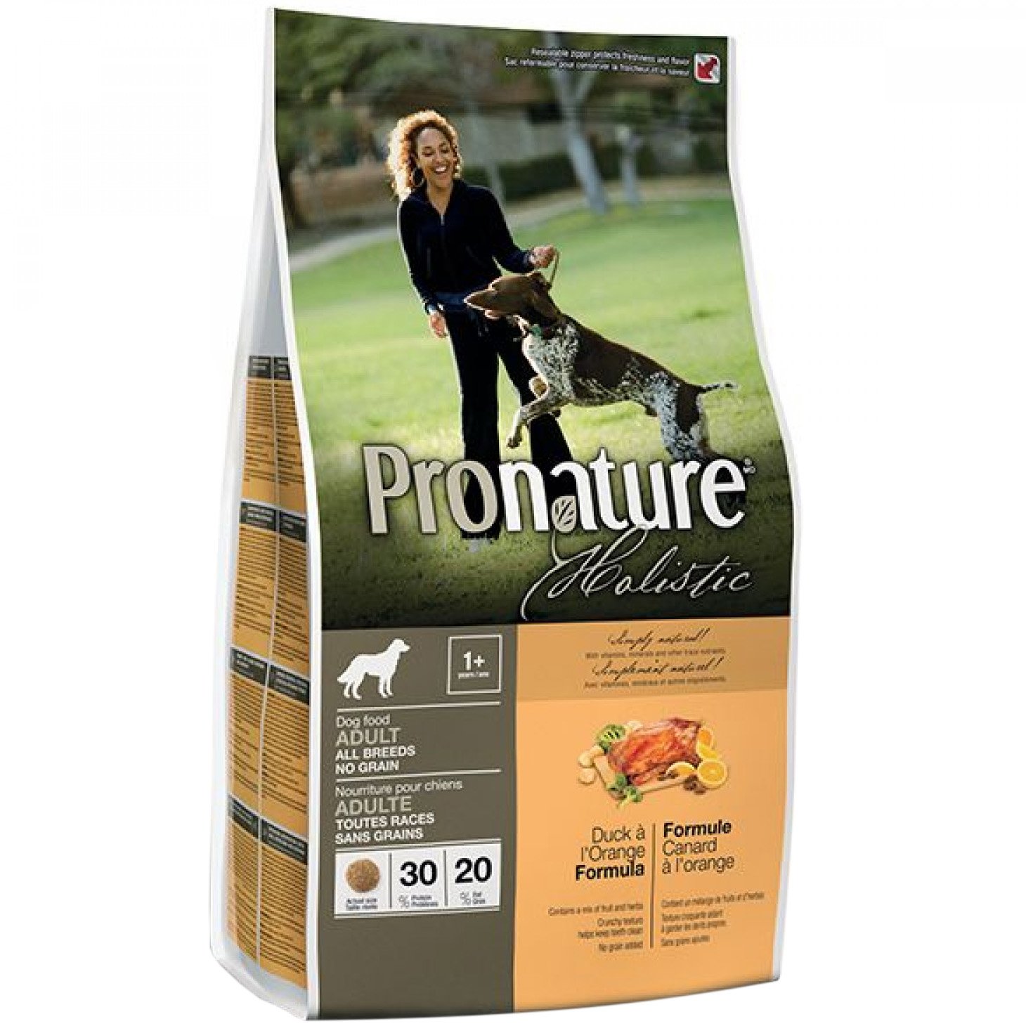 Беззерновой сухой корм для собак Pronature Holistic с уткой и апельсинами 13.6 кг - фото 1