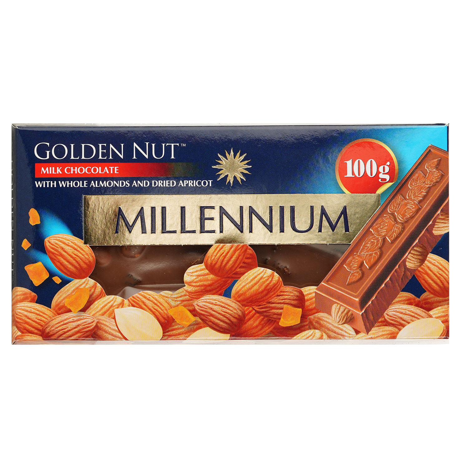 Шоколад молочний Millennium Golden Nut мигдаль та курага, 100 г (876018) - фото 1