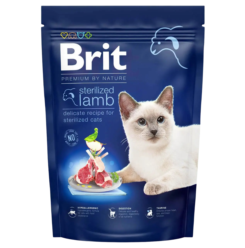 Сухий корм для стерилізованих котів Brit Premium by Nature Cat Sterilized Lamb, 800 г (ягня) - фото 1