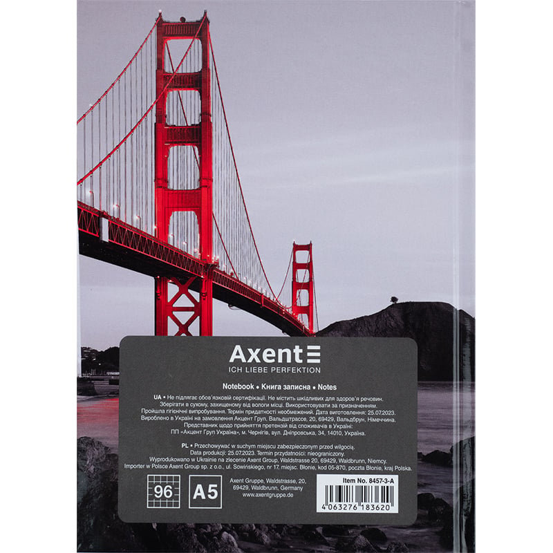 Книга записная Axent R&B Bridge A5 в клеточку 96 листов (8457-3-A) - фото 5