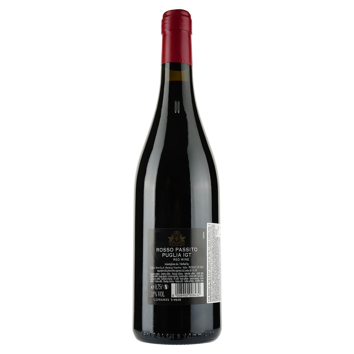 Вино Cielo e Terra Appassimento Rosso Puglia IGT, красное, сухое, 15%, 0,75 л - фото 2