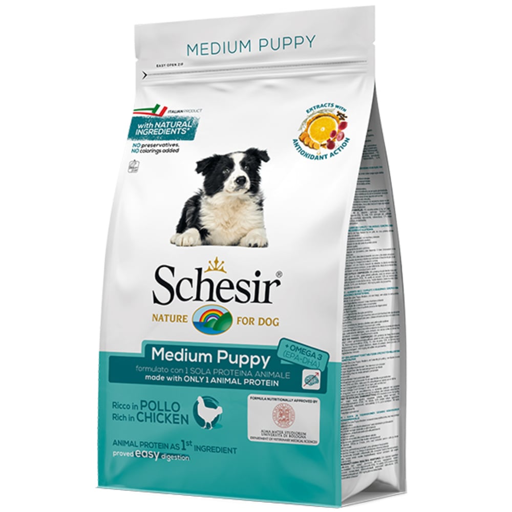 Монопротеїновий сухий корм для цуценят середніх порід Schesir Dog Medium Puppy з куркою 3 кг - фото 1