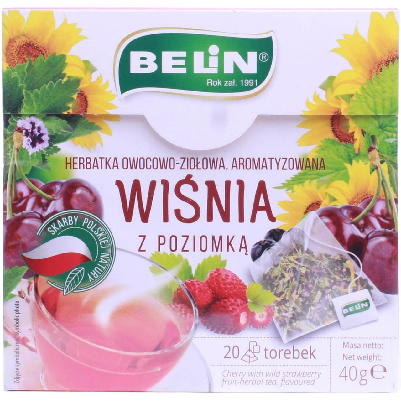 Чай фруктово-травяной Belin с вишней и земляникой, 40 г (20 шт. по 2 г) (775637) - фото 1
