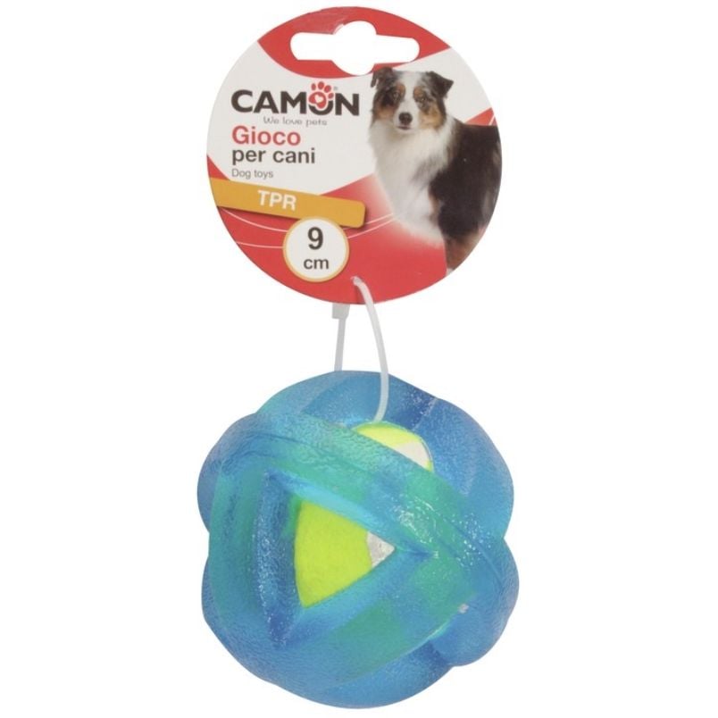 Іграшка для собак Camon тенісний м'яч, з покриттям із термопластичної гуми, 9 см - фото 1
