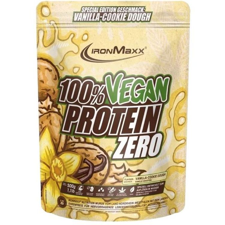 Протеин IronMaxx 100% Vegan Protein Zero Ванильное печенье 500 г - фото 1