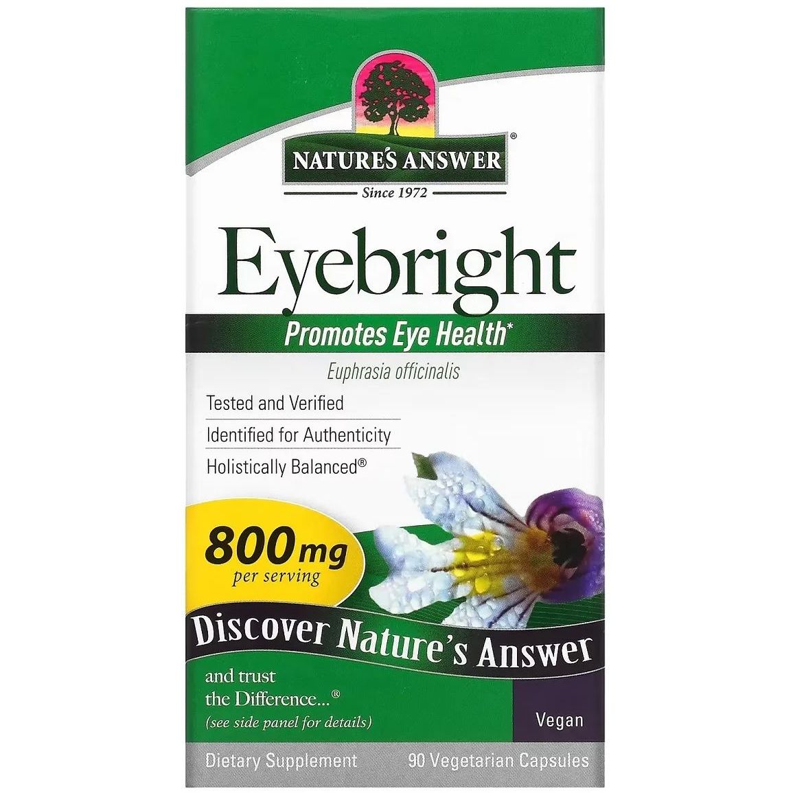 Очанка для очей Nature's Answer Eyebright 800 мг 90 вегетаріанських капсул - фото 1