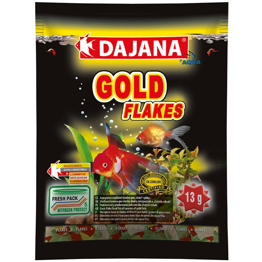 Корм Dajana Gold Flakes для золотых рыбок и декоративных карасей 13 г - фото 1