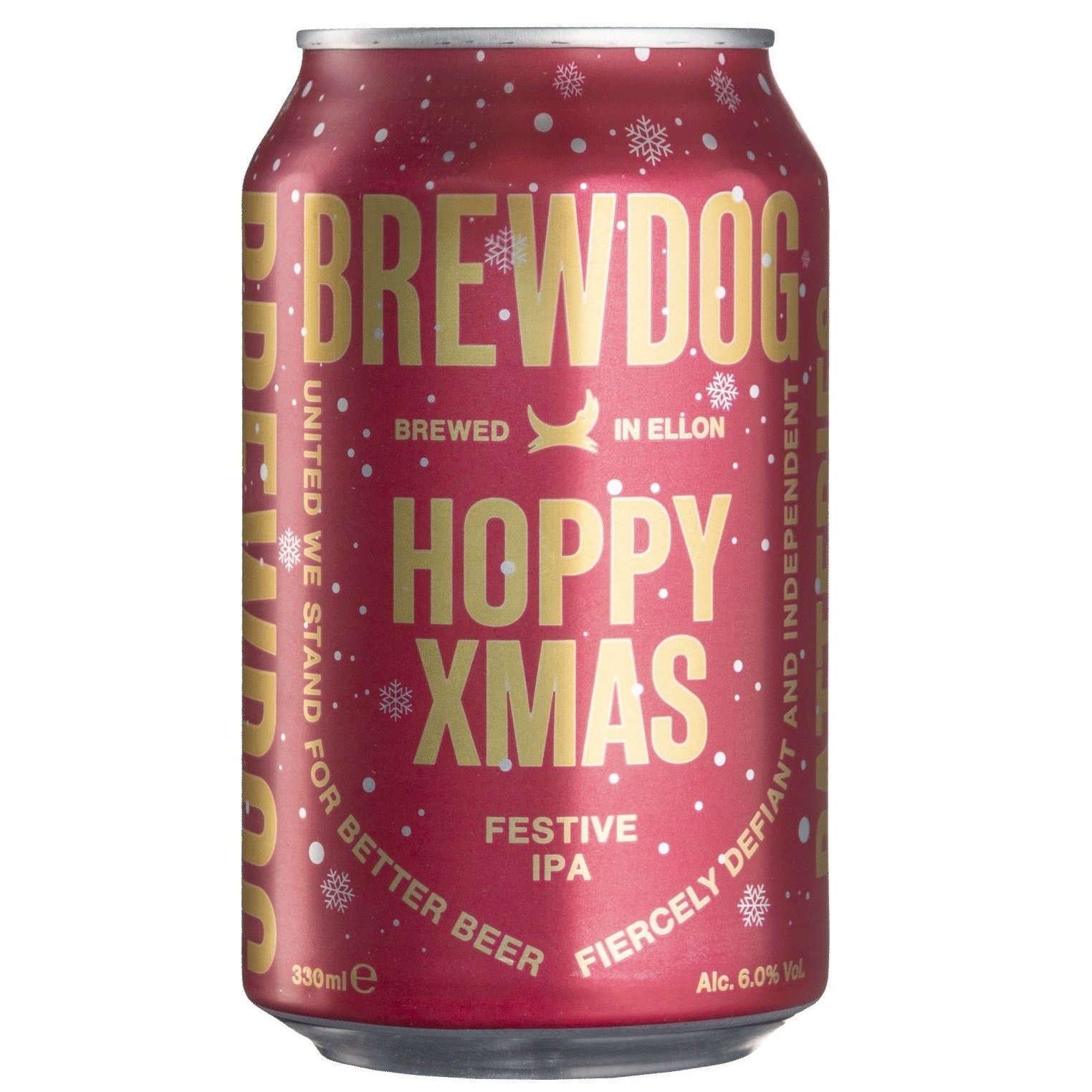 Пиво BrewDog Hoppy Christmas, світле, фільтроване, 6%, з/б, 0,33 л - фото 1