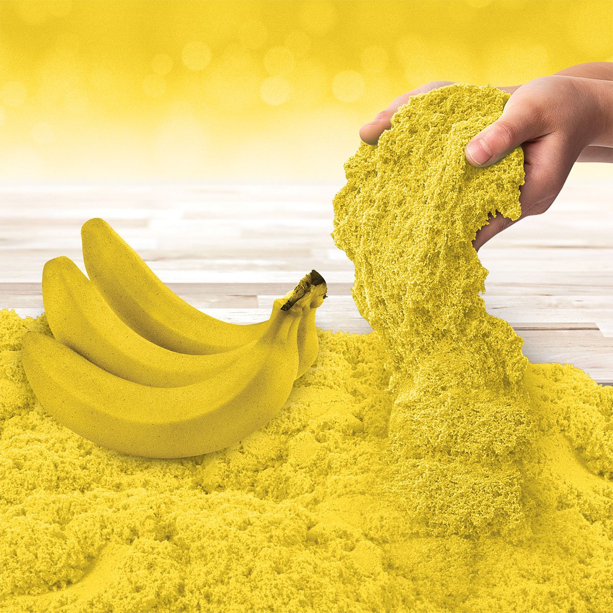 Кинетический песок Kinetic Sand Банановый десерт, с ароматом, желтый, 227 г (71473B) - фото 4