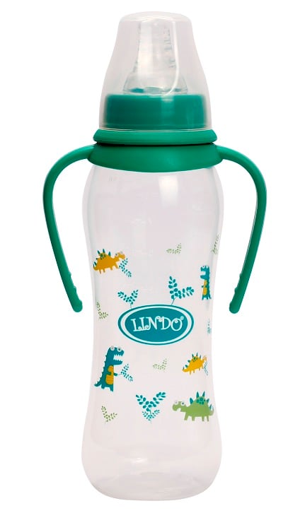 Пляшечка для годування Lindo, вигнута з ручками, 250 мл, зелений (Li 147 зел) - фото 1